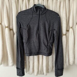 lululemon It's Rulu Run Cropped Half Zip, Heathered Rover/Black, Sz 8
